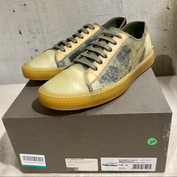 Rick Owens Shoes | Ss19 Babel Swamp Translucent Leather Geothrasher Low | Color: Green/Tan | Size: 10 | Alexatmarni's Closet